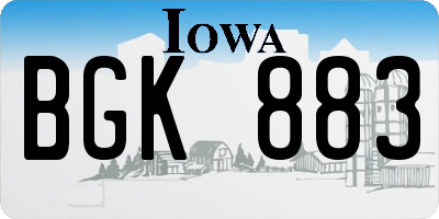 IA license plate BGK883