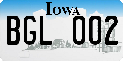 IA license plate BGL002