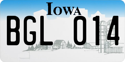 IA license plate BGL014