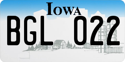 IA license plate BGL022