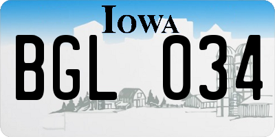 IA license plate BGL034