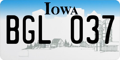 IA license plate BGL037