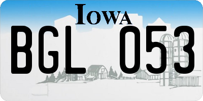 IA license plate BGL053