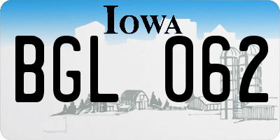 IA license plate BGL062