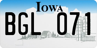 IA license plate BGL071