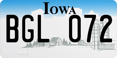 IA license plate BGL072