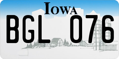 IA license plate BGL076