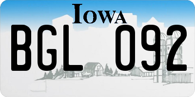 IA license plate BGL092