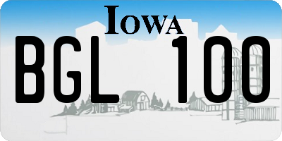 IA license plate BGL100