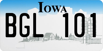 IA license plate BGL101