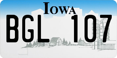 IA license plate BGL107
