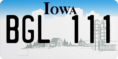 IA license plate BGL111