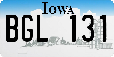 IA license plate BGL131