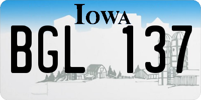 IA license plate BGL137