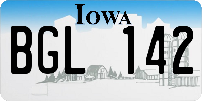 IA license plate BGL142