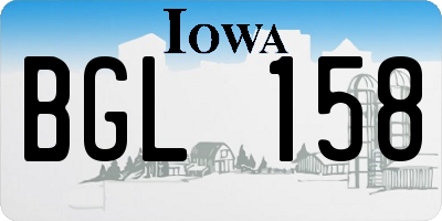 IA license plate BGL158