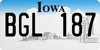 IA license plate BGL187