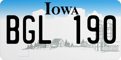 IA license plate BGL190