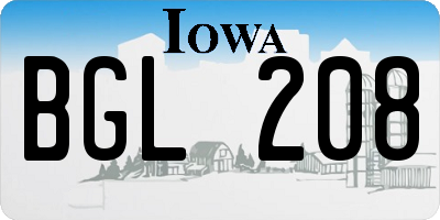 IA license plate BGL208