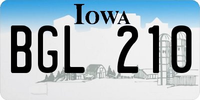 IA license plate BGL210