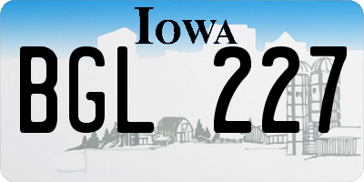 IA license plate BGL227