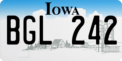 IA license plate BGL242
