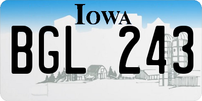 IA license plate BGL243