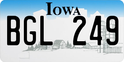 IA license plate BGL249