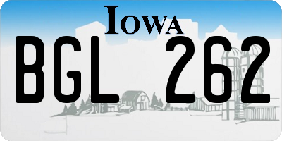 IA license plate BGL262