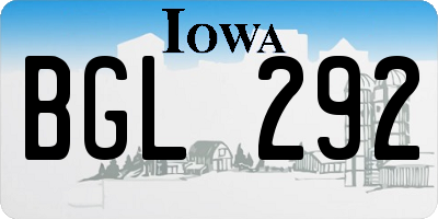 IA license plate BGL292