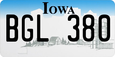 IA license plate BGL380