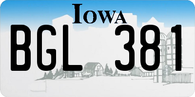 IA license plate BGL381