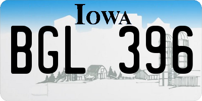 IA license plate BGL396