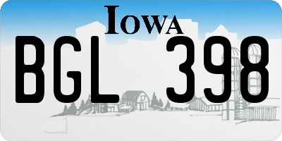 IA license plate BGL398