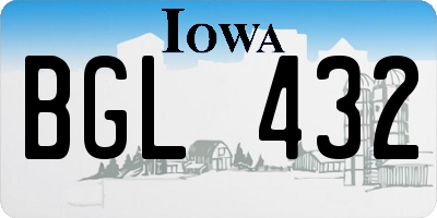 IA license plate BGL432