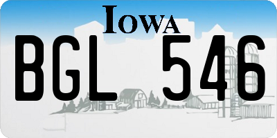 IA license plate BGL546