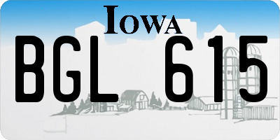 IA license plate BGL615