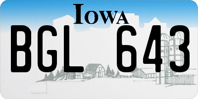 IA license plate BGL643