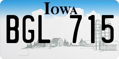 IA license plate BGL715