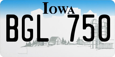 IA license plate BGL750