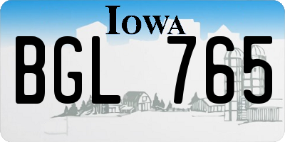 IA license plate BGL765