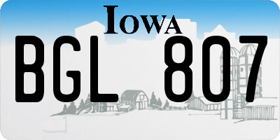 IA license plate BGL807