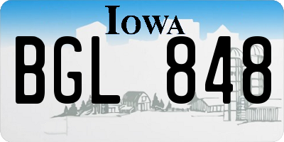 IA license plate BGL848