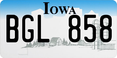 IA license plate BGL858