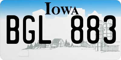 IA license plate BGL883