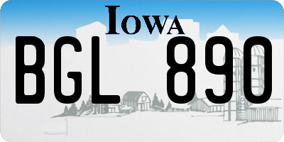 IA license plate BGL890
