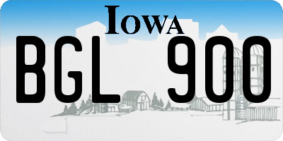 IA license plate BGL900