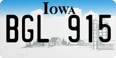 IA license plate BGL915