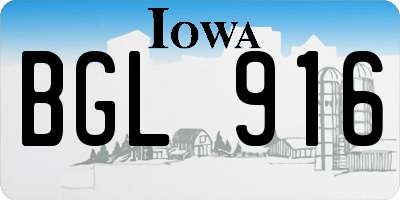 IA license plate BGL916