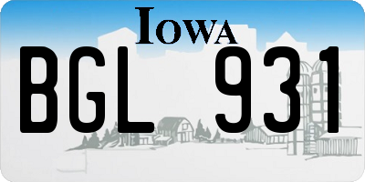 IA license plate BGL931